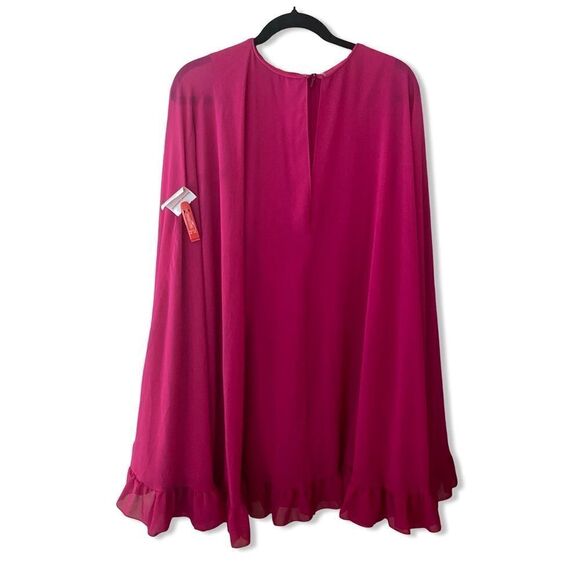 Mac Duggal High Neck Ruffle Hem Cape Mini Dress #55407 fuschia party wedding 10 - Picture 6 of 14
